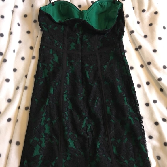 GUESS - Green Lace Corset-Style Strapless Mini Dress - Picture 2 of 4